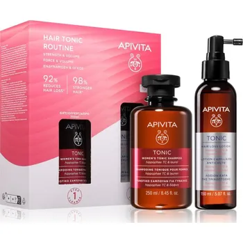 Kosmetická sada Apivita Tonic Apivita Tonic Women's Tonic Shampoo šampon proti vypadávání vlasů 250 ml + Apivita Tonic Hair Loss Lotion sprej proti vypadávání vlasů 150 ml kosmetická sada