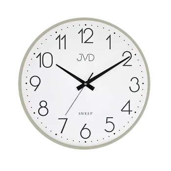 Hodiny JVD Šedé nástěnné kovové netikající tiché hodiny JVD HK4129.1 (netikající plynulý chod)