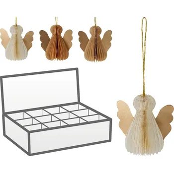 Vánoční dekorace NoName anděl 80 mm mix barev se zlatým glitrem