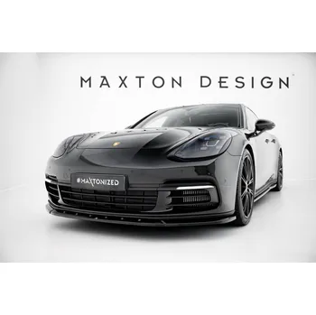 Karosérie Maxton Design spoiler pod přední nárazník pro Porsche Panamera 4S 971, 971 E-Hybrid, černý lesklý plast ABS