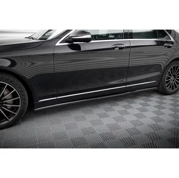 Tuning Maxton Design difuzory pod boční prahy pro Mercedes třída S W222 Standard, černý lesklý plast ABS, vč. Facelift