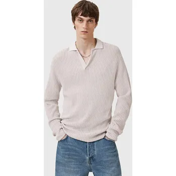 Pánský svetr Bavlněný svetr AllSaints THOMA pánský, béžová barva, M030KC 01X, vel. XL