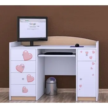 Dětská postel Svět pokojů SKLADEM Psací stůl Kevin B01 - RŮŽOVÝ SLON SE SRDCEM světlá hruška