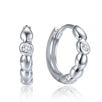 Souprava šperků MINET Elegantní stříbrné náušnice kroužky s bílým zirkonem JMAS0311SE00