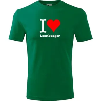 Chlapecké tričko Zelené dětské tričko I love Leonberger - dárek pro malého pejskaře / pejskařku - barva zelená - velikost 10let