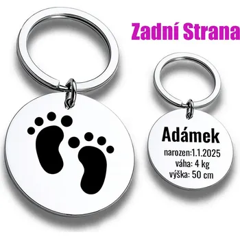 u Psíka │Kulatý přívěšek - s vlastní personalizací │průměr 3cm Volba symbolu: Dětské nožičky