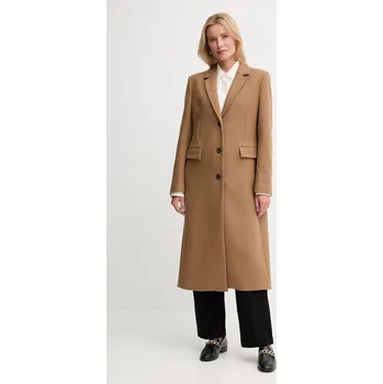 Dámský kabát Kabát s příměsí vlny Tommy Hilfiger hnědá barva, WW0WW47445 82X, vel. 42