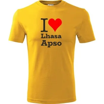 Chlapecké tričko Žluté dětské tričko I love Lhasa Apso - dárek pro malého pejskaře / pejskařku - barva žlutá - velikost 10let