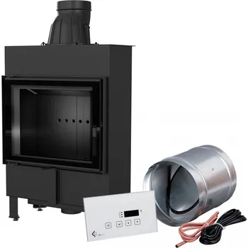 Inteligentní krbová KRATKI LUCY SLIM 8 kW, průměr 160 černá Thermotec MSK GLASS LUCY/12/SLIM/BLACK/Z/MSK/GLASS