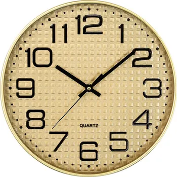 Hodiny MPM Nástěnné plastové hodiny s reliéfním číselníkem MPM Elisio - zlaté E01.4592.80