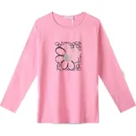 DÍVČÍ TRIČKO S KYTIČKOU A TŘPYTKAMI NOVINKA Barva: Růžová, Velikost: 128