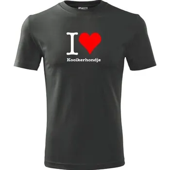 Pánská móda Grafitové tričko I love Kooikerhondje - dárek pro pejskaře - barva antracit - velikost L
