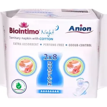 Menstruační vložka Anion BioIntimo dámské hygienické noční vložky 2x8ks s anionovým páskem