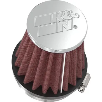 Filtr pro motocykl K&N univerzální kulatý zkosený filtr se vstupem 54 mm a výškou 76 mm, kovový vrchlík SLEVA 8%