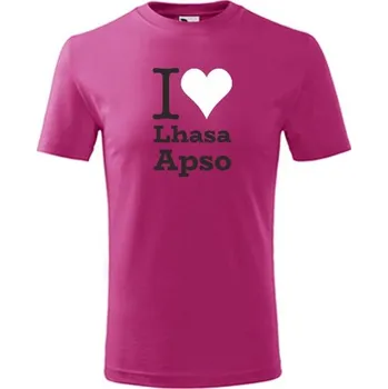 Chlapecké tričko Purpurové dětské tričko I love Lhasa Apso - dárek pro malého pejskaře / pejskařku - barva purpurová - velikost 4roky