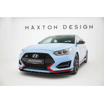 Nárazník Maxton Design "Street Pro" spoiler pod přední nárazník pro Hyundai Veloster N Mk2, plast ABS bez povrchové úpravy, s černou a červenou linkou