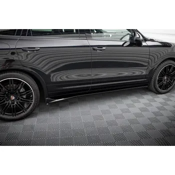 PC tuning Maxton Design difuzory pod boční prahy pro Porsche Cayenne Mk2 Facelift, černý lesklý plast ABS