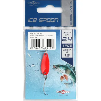 Nástraha Mikado TŘPYTKA - MINI SPOON 2.4cm/1.5g - ČERVENÁ - STŘÍBRNÁ - 1 ks