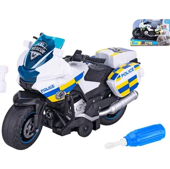 autíčko Mikro trading Motorka policejní - 22 cm - šroubovací - na setrvačník