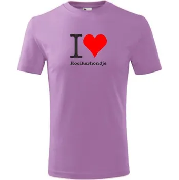 Chlapecké oblečení Fialové dětské tričko I love Kooikerhondje - dárek pro malého pejskaře / pejskařku - barva fialová - velikost 8let