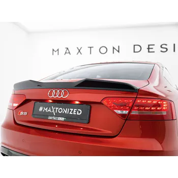 Tuning Maxton Design prodloužení spoileru 3d pro Audi A5 8T FL, černý lesklý plast ABS, Sportback S-Line