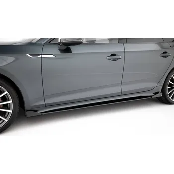 PC tuning Maxton Design "Street Pro" difuzory pod boční prahy s křidélky pro Audi A5 F5 Facelift, plast ABS bez povrchové úpravy, Sportback, s červenou linkou