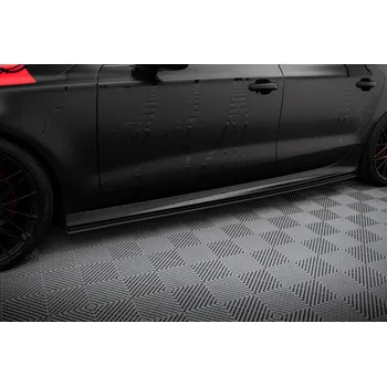 Tuning Maxton Design "Street Pro" difuzory pod boční prahy pro Audi A7 C7, plast ABS bez povrchové úpravy, RS7 look, s červenou linkou