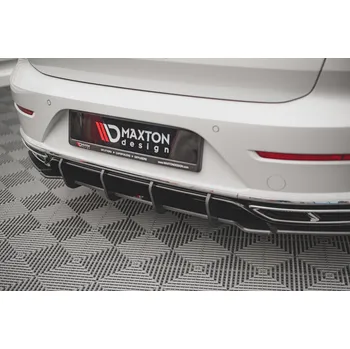 Nárazník Maxton Design "Street Pro" difuzor zadního nárazníku pro Volkswagen Arteon R-Line Facelift, plast ABS bez povrchové úpravy, s černou a červenou linkou