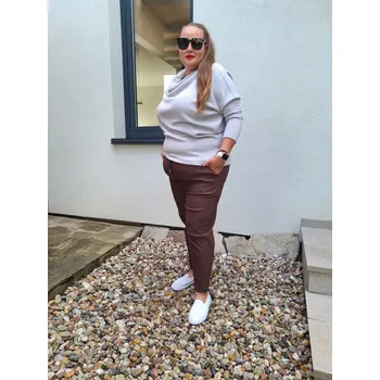 Pánská móda Pružné kalhoty BEATA tmavě hnědé Velikost: XXL - XXXL