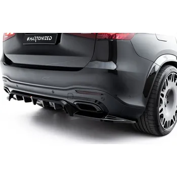 Autodíl Maxton Design spoiler pod zadní nárazník s žebrováním pro Mercedes GLS X167 AMG-Line Facelift, černý lesklý plast ABS