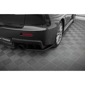 Tuning Maxton Design "Street Pro" boční difuzory pod zadní nárazník pro Mitsubishi Lancer Evo Mk10, plast ABS bez povrchové úpravy, s černou a červenou linkou