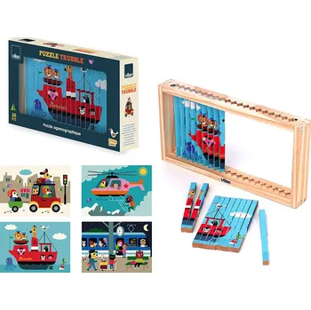 Dřevěná hračka Vilac Dřevěná 4D skládačka - Dopravní prostředky - 21 dílků