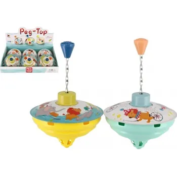 Dřevěná hračka Teddies Káča točící - průměr 12 cm - kov