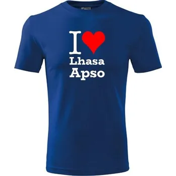 Chlapecké tričko Modré dětské tričko I love Lhasa Apso - dárek pro malého pejskaře / pejskařku - barva modrá - velikost 6let