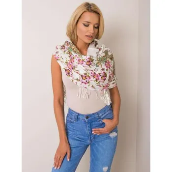 Šátek Dámský šátek s třásněmi květinový DERICK ecru