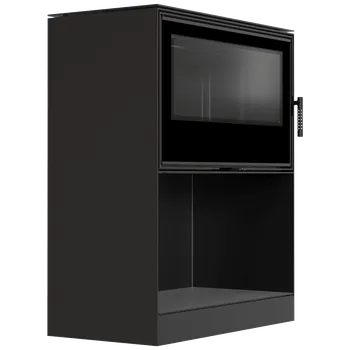 Krbová kamna Ocelová kamna na dřevo KRATKI KARI 95, průměr 180, 14 kW integr. dřevník černá Thermotec KARI/95/W/BLACK