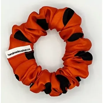 Saténová Scrunchie gumička černý puntík S