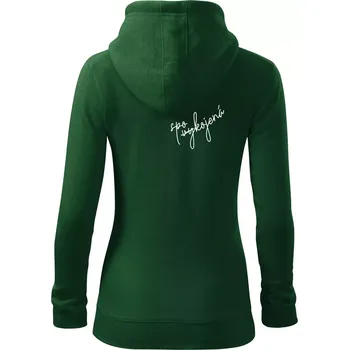Dámská mikina Spokojená - vykojená - Dámská mikina trendy zipper s kapucí - L ( Lahvově zelená )