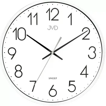 Hodiny JVD Bílé nástěnné tiché netikající hodiny JVD HX8016.1 (netikající plynulý chod)