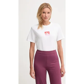 Dámské tričko Bavlněné tričko Calvin Klein Jeans dámské, bílá barva, LV047D874G 00X, vel. M
