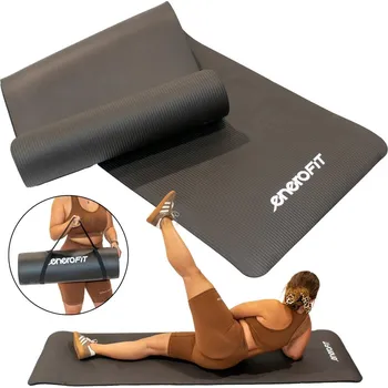 podložka na cvičení FITNESS PODLOŽKA NBR PROTISKLUZOVÁ 183x61x1.5CM ČERNÁ + POUZDRO ENERO FIT