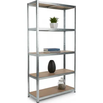 Dílenský regál Zinkovaný kovový regál Mamutex Standard 2000x1000x500 mm – 5 polic, nosnost 875 kg