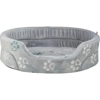 Pelíšek pro psa TRIXIE OVÁLNÝ PELECH JIMMY SV. ŠEDÝ S TLAPKAMI Velikost: 95X85 CM 377046