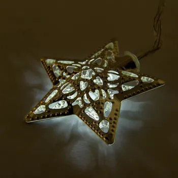 LED páska DECOLED Akkumulátoros LED fénylánc, fémcsillagok, jeges fehér, 10 dióda, 1,3 m