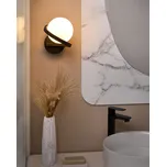 Nástěnná lampa černá kovová základna skleněný stínidlo elegantní tvar moderní minimalistický Beliani