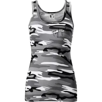 Dámské tričko Spokojená - vykojená - Dámské Maskáčové tílko - S ( Šedý maskáč )