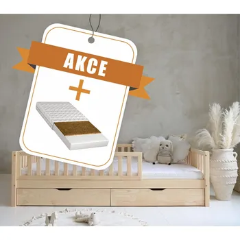 Dětská postýlka Výhodný set: dětská postel Basic Love Plus 140 x 200 s úložným prostorem + matrace Ares 10