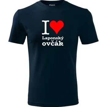 Chlapecké tričko Tmavě modré dětské tričko I love Laponský ovčák - dárek pro malého pejskaře / pejskařku - barva tmavě modrá - velikost 8let