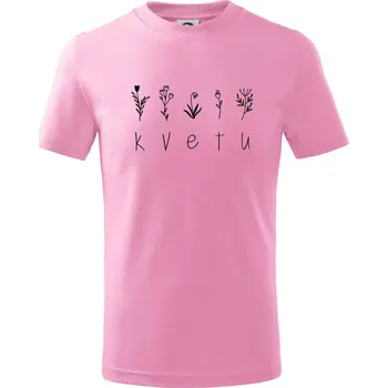 Chlapecké tričko Kvetu - Nápis s květinami - Tričko dětské bavlněné - 158 cm/12 let ( Růžová )