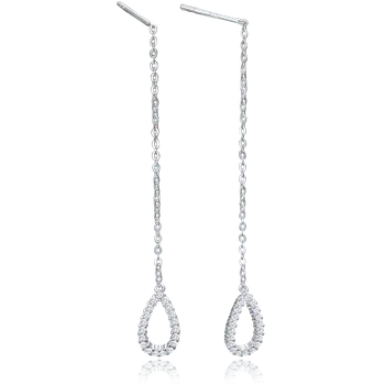 Souprava šperků MINET Stříbrné protahovací visací náušnice s bílými zirkony JMAN0671SE00